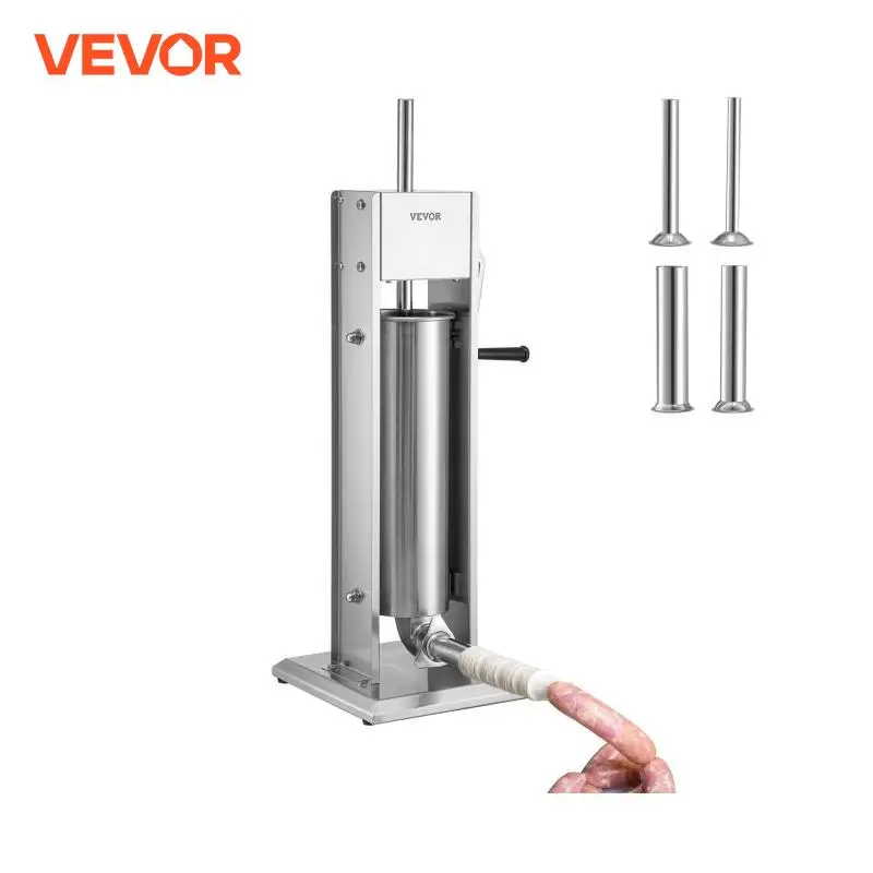 Manual Sausage Stuffer 3 5 7 L Stainless Steel Making Sausage Vertical Maker with 5 Filling Funnels for Home Commercia sausage stuffer
