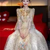 Champagne wedding dress new Chinese-style bride's style thin