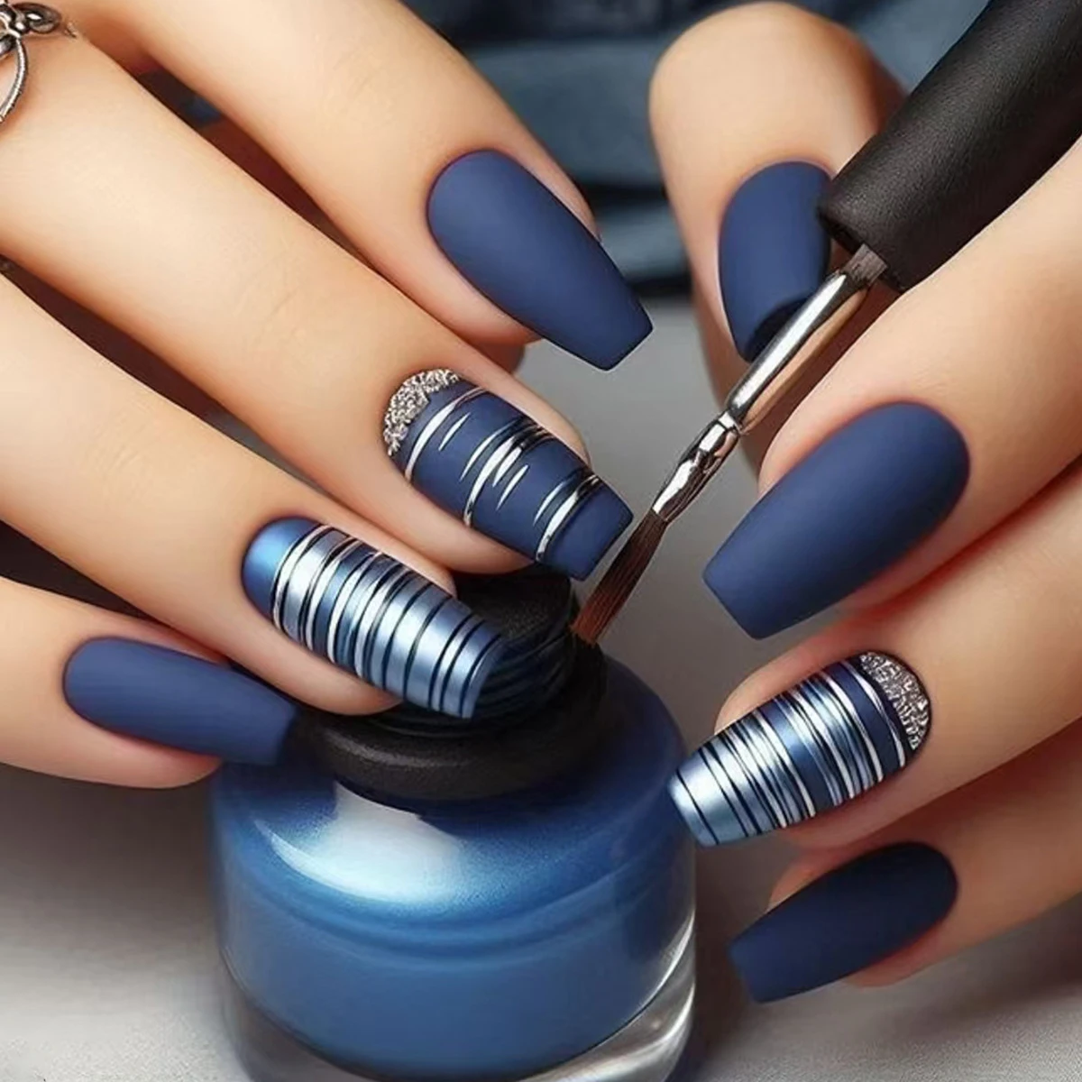 Ein komplettes Set mit 24 mittelgroßen Sarg-Kunstnägeln mit pfirsichfarbenem Farbverlaufsdesign, einschließlich 1 Geleekleber und 1 Nagelfeile, perfekt – Detail 9