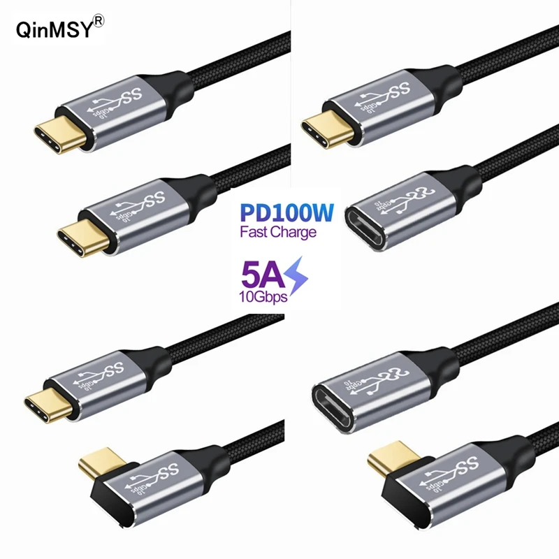 

USB C 3.1 Gen2 10Gbps Extension Cable Type C to C PD 100W QC4.0 3.0 5A Fast Charging Date Cable For MacBook Pro 4k 60Hz Video