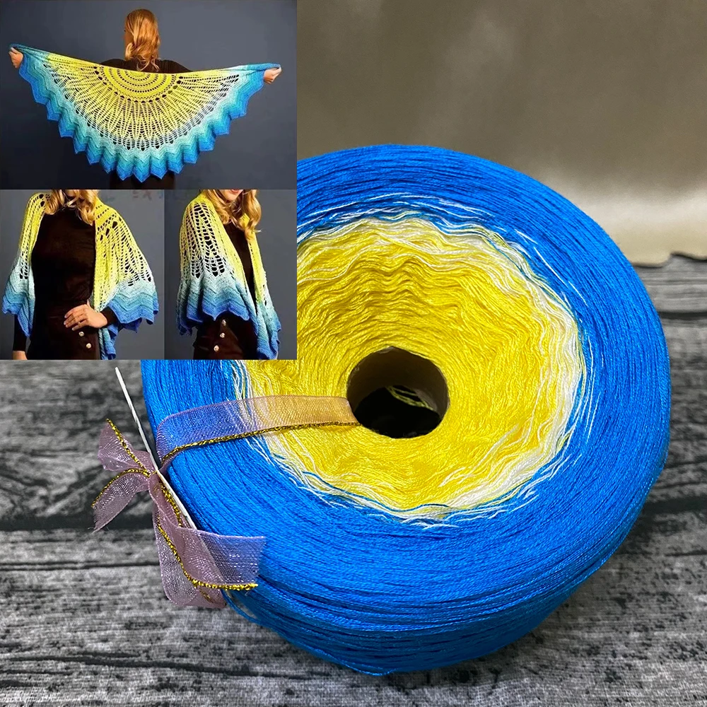 Organic Cotton Cake Line Gradient Color Baby Wool, DIY Handmade Knitting Line, Crochet Line, Shawl Long Skirt Sweater, 300g/Ball 5