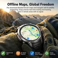 Montre connectée GPS militaire 2026 avec carte hors ligne, écran AMOLED 1,43'', appels Bluetooth, boussole, étanche 5ATM, 170+ modes sportifs pour hommes 2