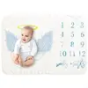 R6FD Baby Month Milestone Blanket Monthly Record Growth Blanket Newborn Soft Flannel Angel Wing Printed Photography 4