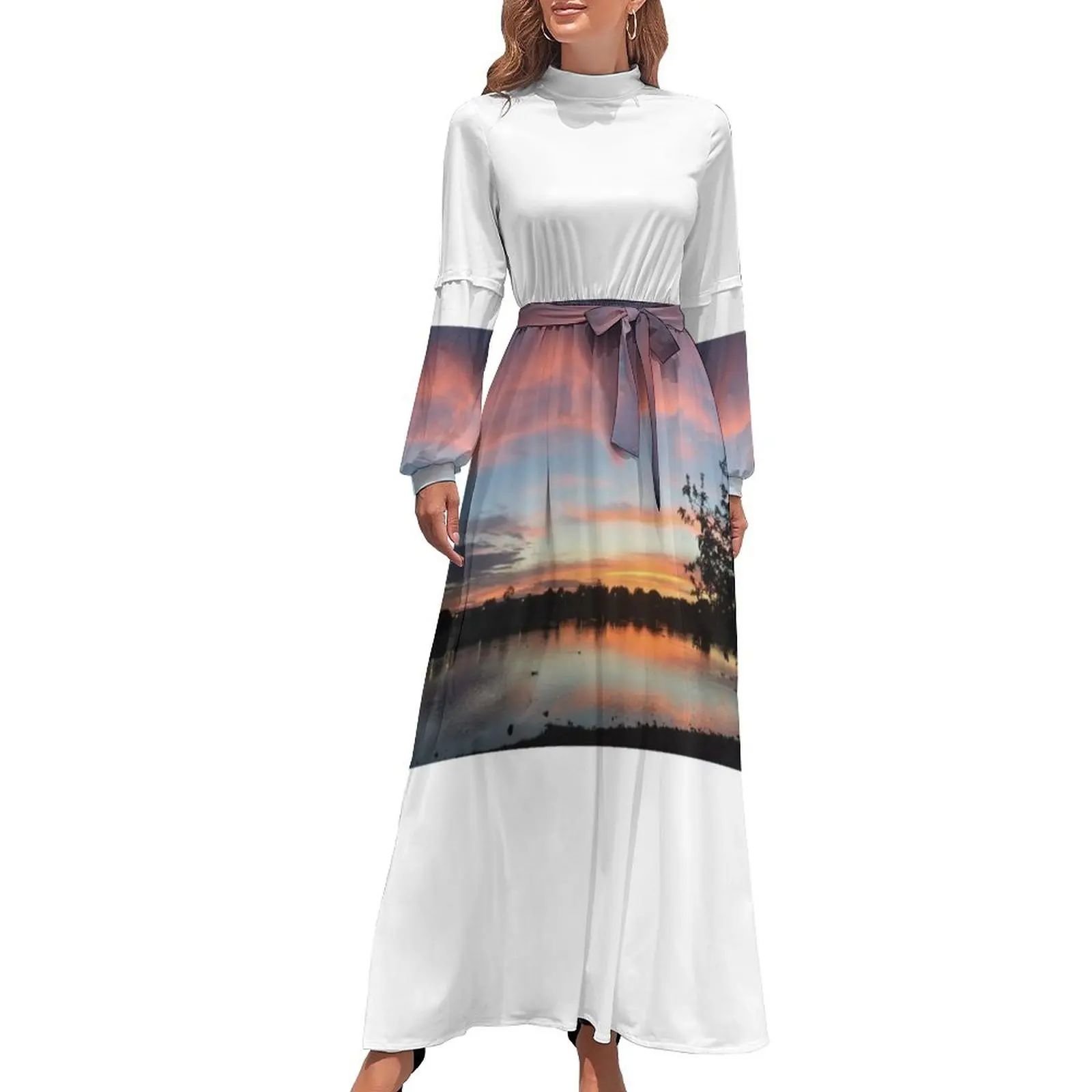 thumbnail image 1 of Vestido largo tornado rosa Moda mujer Vestido de verano para mujer, 1 of 5