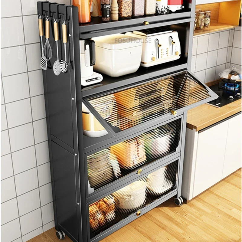 Nordic Metal Kitchen Cabinets For Home Furniture Small Cabinet Multilayer Household Simple Creative Light Luxury Kitchen Cabinet 2