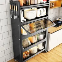 Nordic Metal Kitchen Cabinets For Home Furniture Small Cabinet Multilayer Household Simple Creative Light Luxury Kitchen Cabinet 2