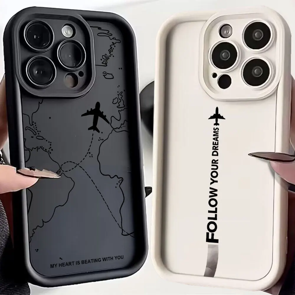 Travel-Inspired Airplane Route Phone Case - Soft Silicone TPU Back Cover