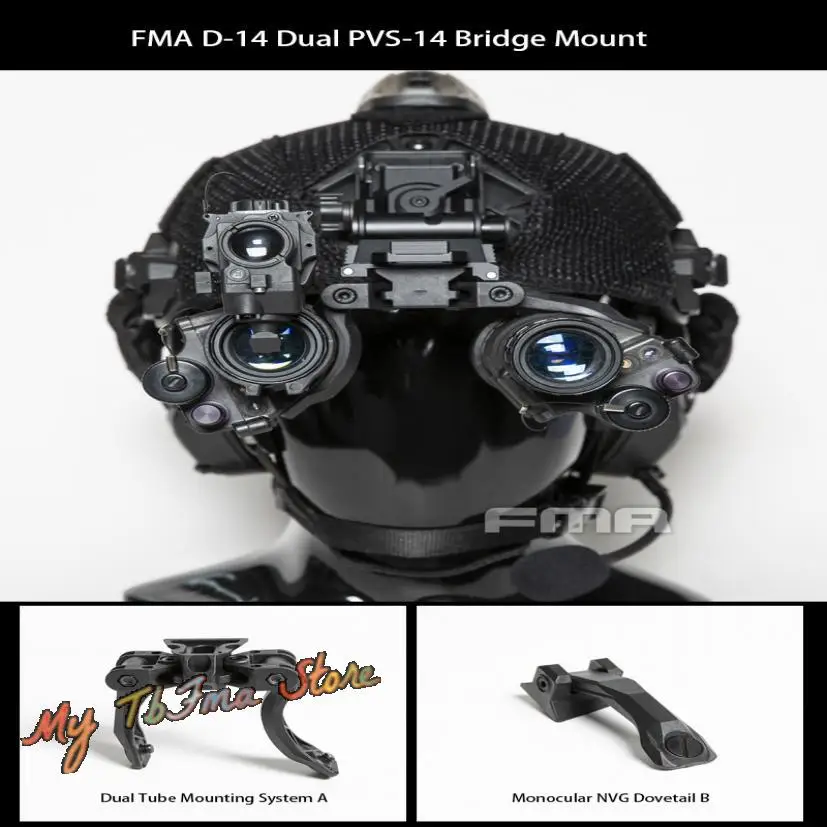 FMA Tactical Nylon NVG Mount Bridge Double / Single J Arm Bracket For Binocular Bridging Monocular L4G24 NVG PVS 14 Dummy Model