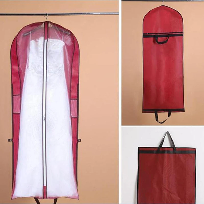 긴 150cm 180cm 휴대용 웨딩 드레스 먼지 커버 가운 방진 커버 홈 접이식 의류 보관 가방 웨딩 신부용