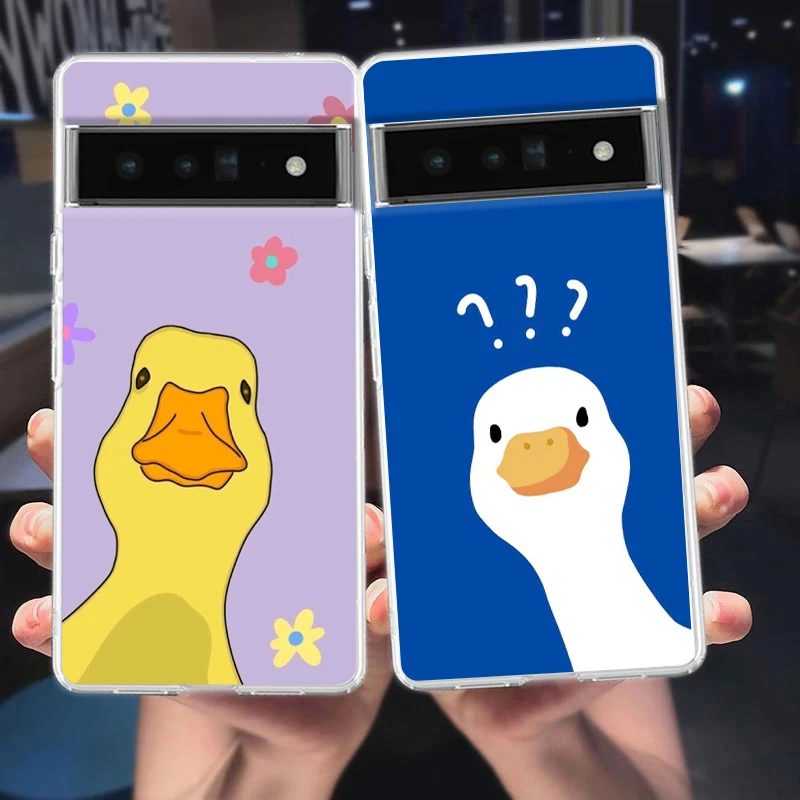 Transparent Soft TPU Phone Case Cover with Cute Goose Duck Game Design