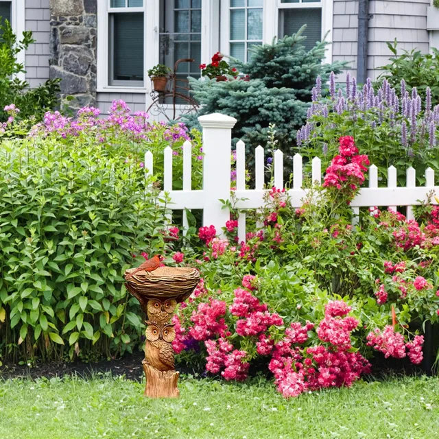 Kerti Dekoráció Kültéri Gyanta Madárfürdő Polirizin Antik Otthoni Udvari Madarak Víz Szökőkút - Image 5