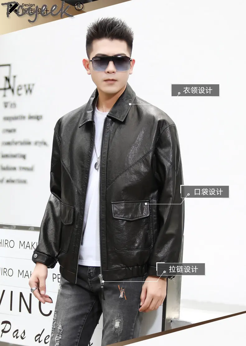 Description Picture 6 of itemTcyeek Thin Real Cowhide Motocycle Jackets Spring Fall Male Coat Loose Man Clothes High-end Natural Genuine Leather Jacket Men