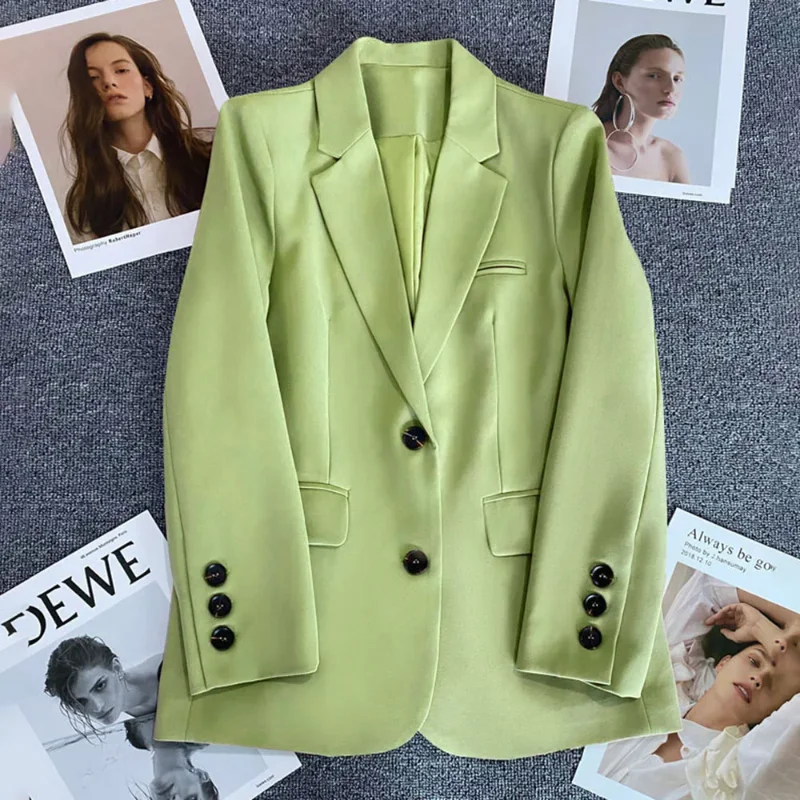

Женский пиджак с длинным рукавом, элегантный офисный пиджак на одной пуговице, новинка 2024 года, пальто и куртки, верхняя одежда