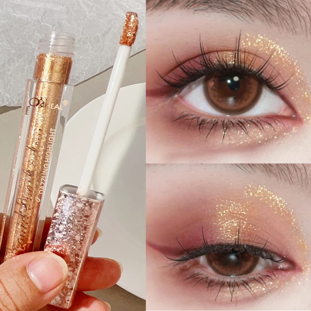 Diamond Glitter Liquid Eyeshadow Eyeliner Pen Waterproof Gold Shimmer Shine Highlighter Sdraiato Silkworm Pencil Makeup Beauty Tool