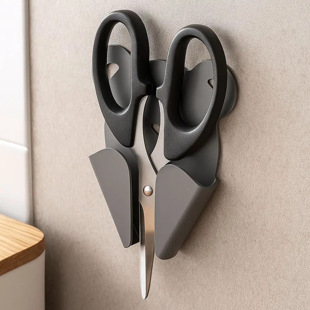 3pcs Wall Mounted Scissor Storage Rack Self-adhesive Punch-Free Scissor Holder Cartoon Practical Scissor Organizer Office Use