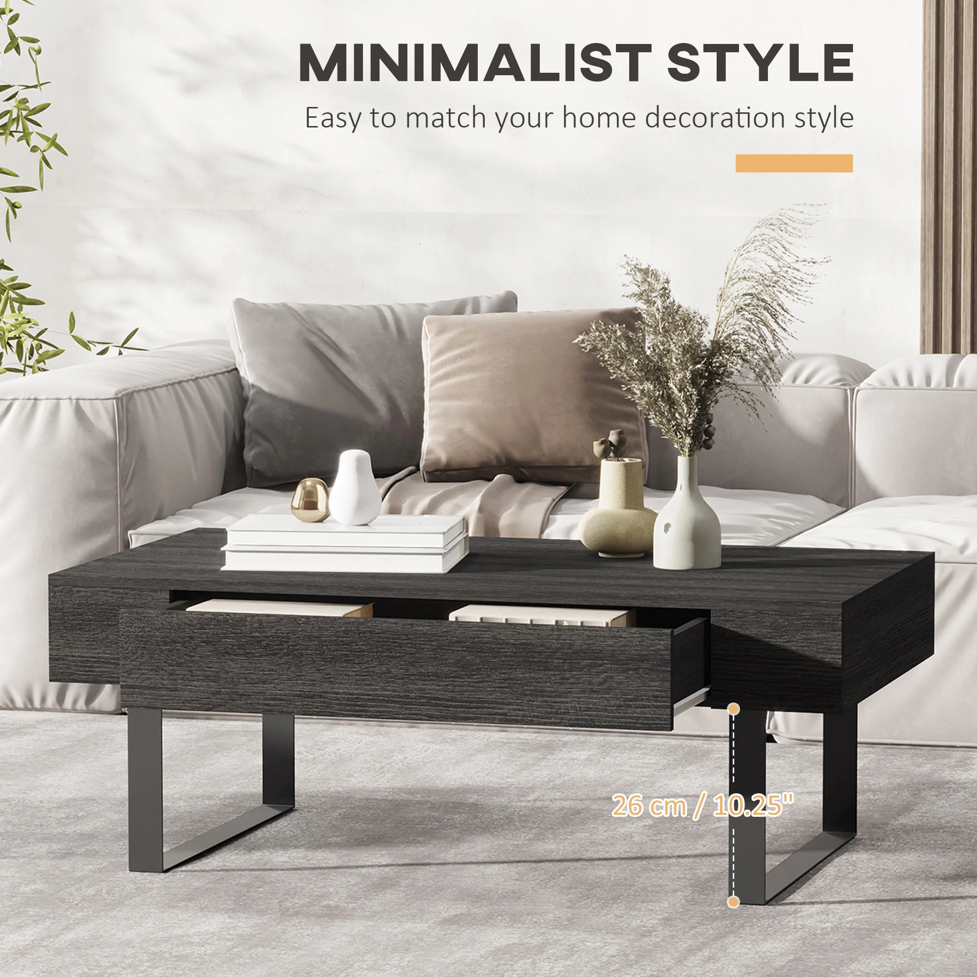 Wooden Retro Living Room Side Table with Underneath Storage and Solid Framework 5