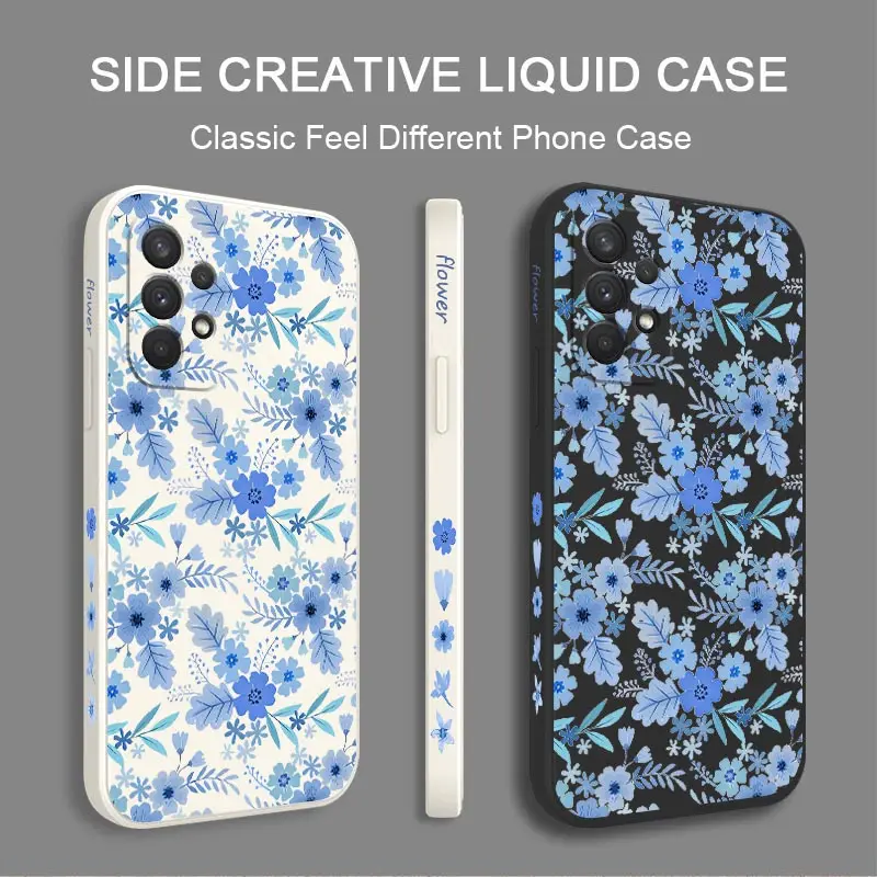 Elegant Blue Floral Silicone Phone Case - Chic and Durable Design