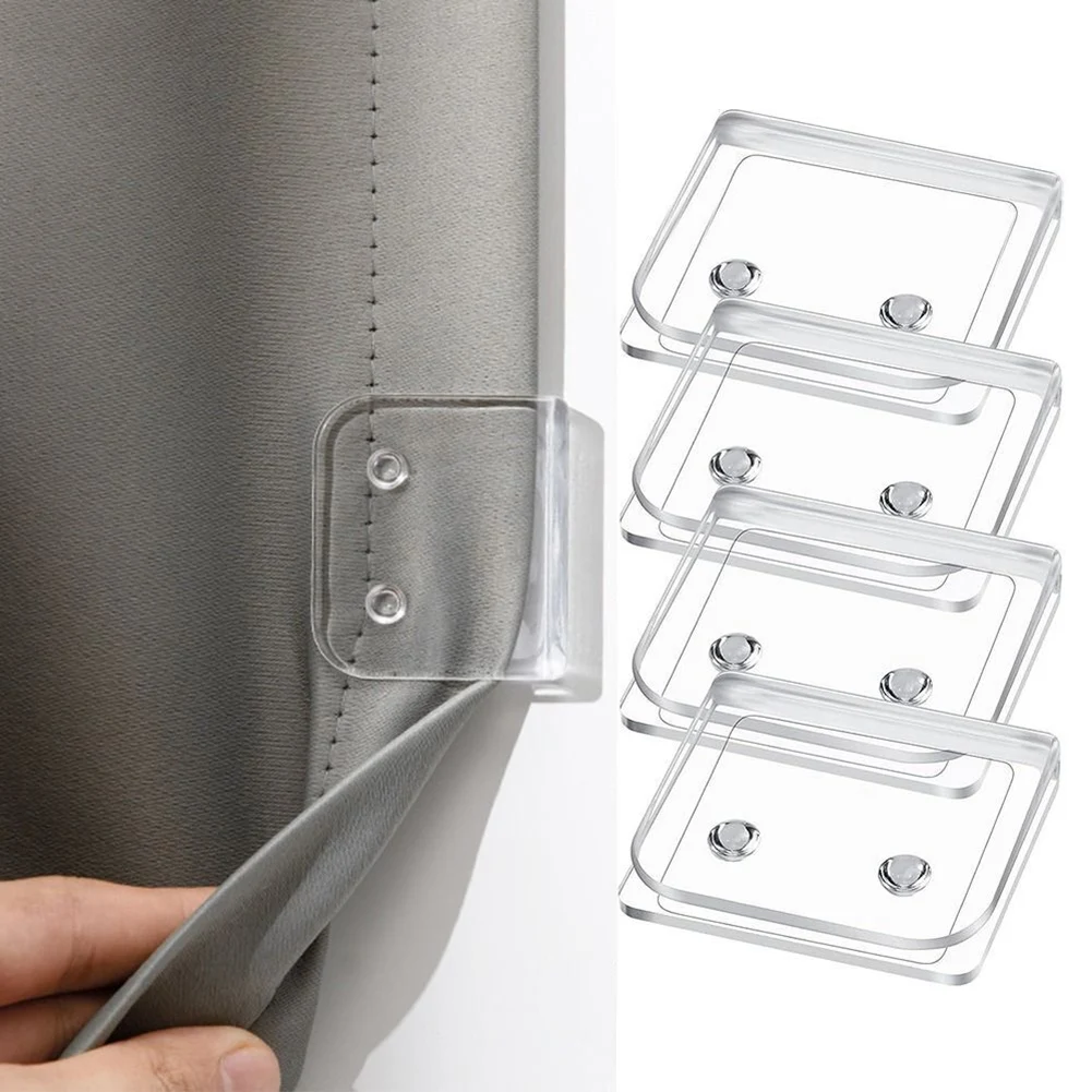 4Pcs Shower Curtain Clips Windproof Fixer Holder Self Adhesive Curtain Clips Anti Slip Bedsheet Clip Home Decoration Accessory