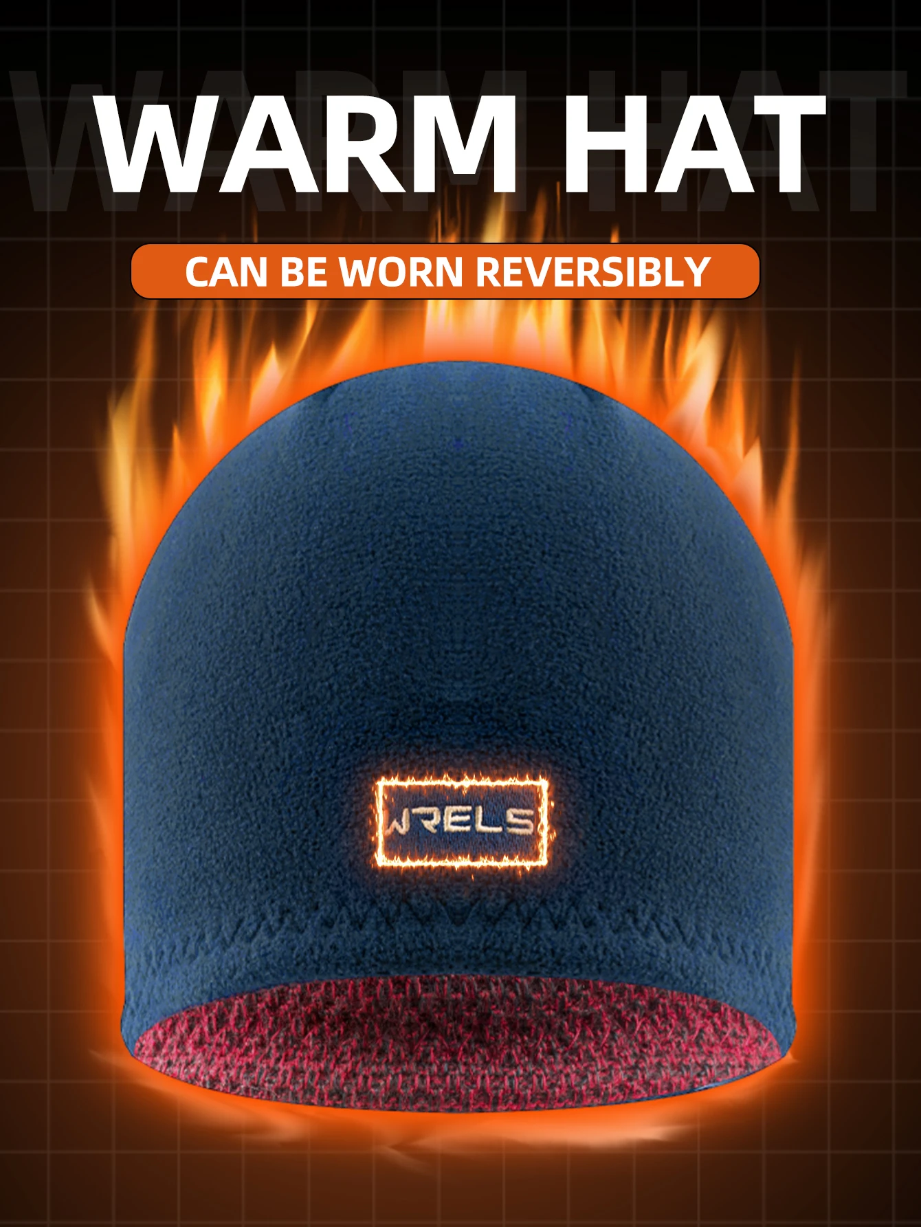 WRELS Strickmütze, doppelseitige Pullovermütze, warme, verdickte Wintermütze, winddicht, sonnenbeständig, Beanie-Mütze, elastische Fahrrad-Skimütze – Detail 2