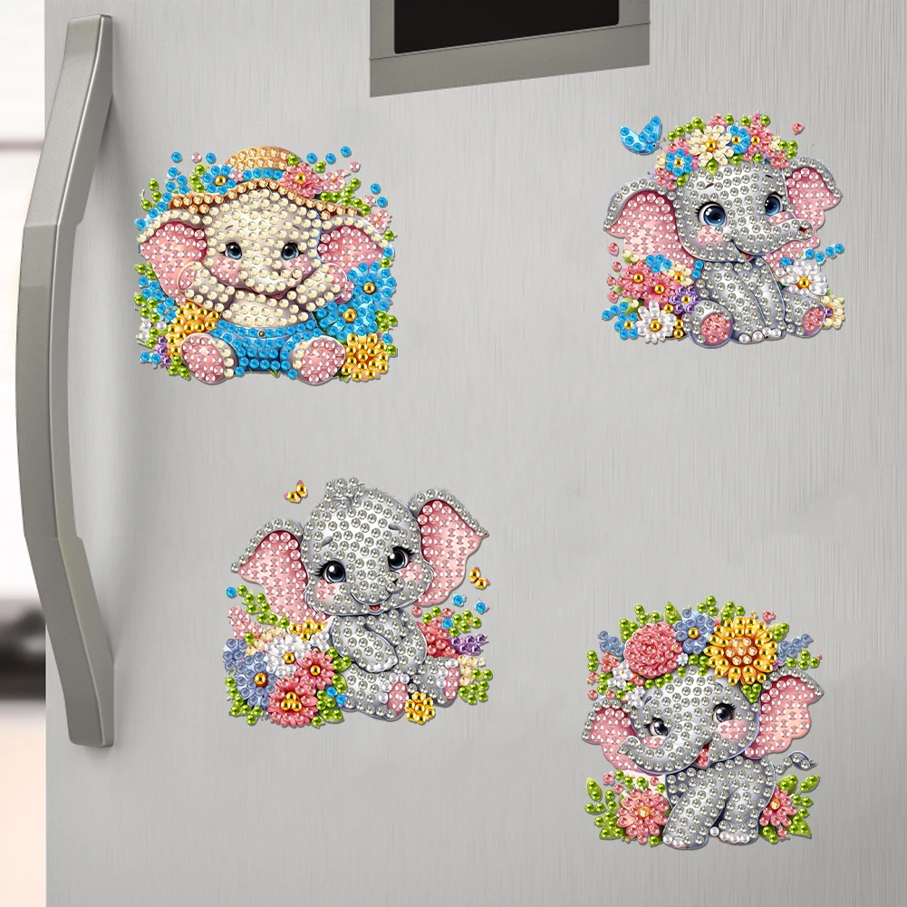 6Pcs Acrylic Christmas Fridge Stickers Diamond Art Fridge Magnet Diamond Painting Refrigerator Magnet for DIY Crafts Party Gift