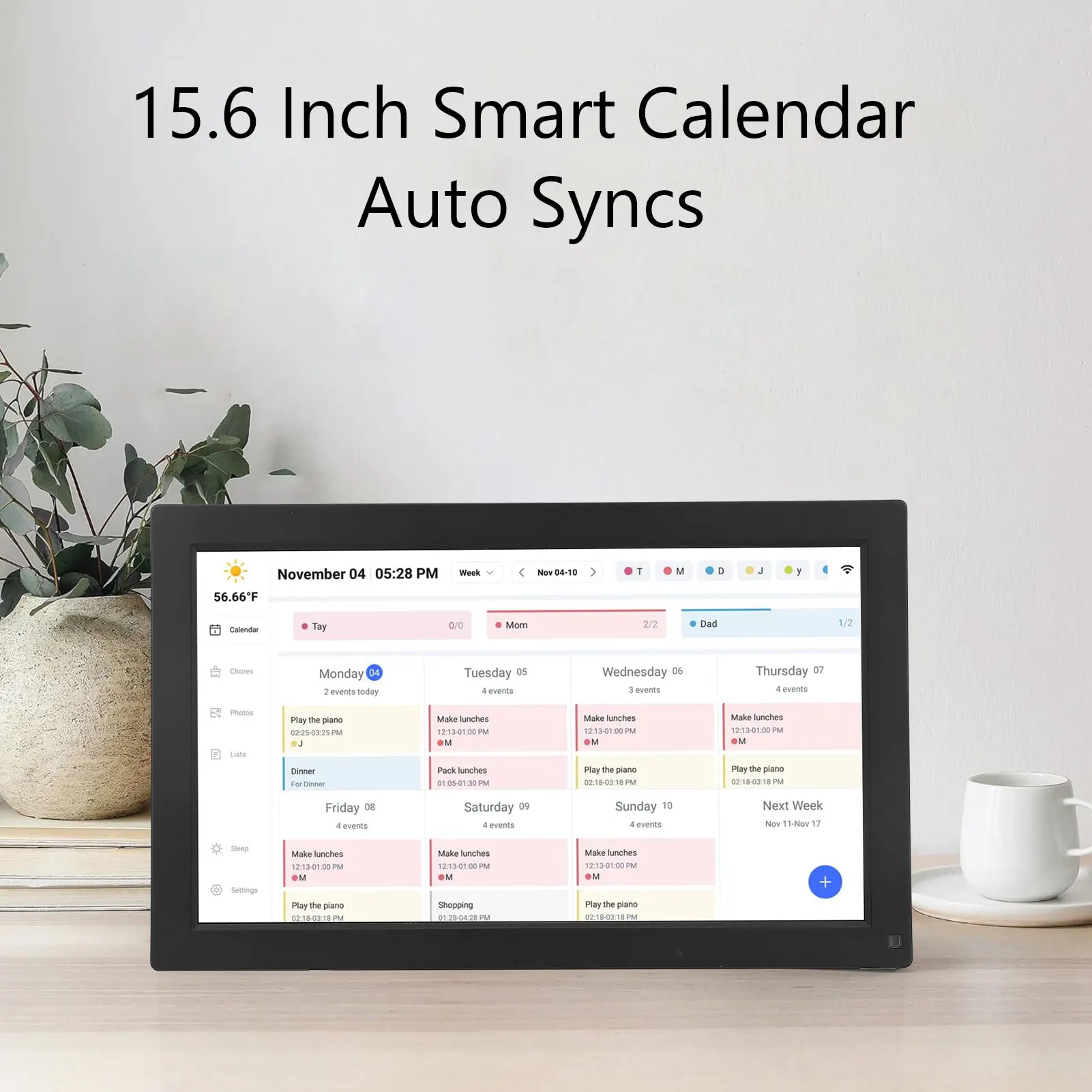【HOT】32GB Digital Calendar 15.6 Inch Interactive Touchscreen Desktop Wall Mount APP Control Digital Family Planner Calendar