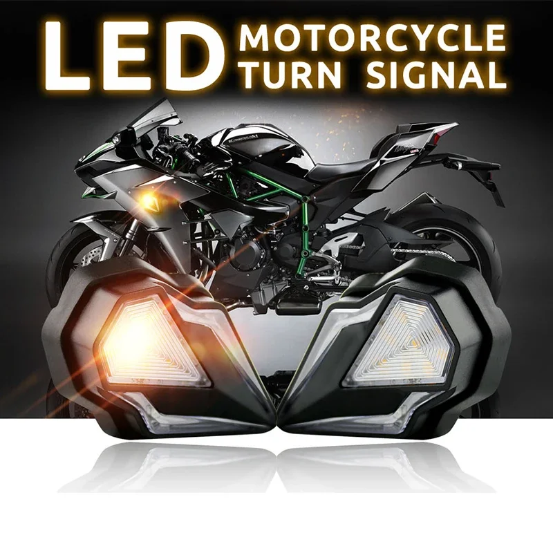 Shield Style Flowing Motorcycle Flashing Signal Light drl Driving Lights For motorcycle Scooter ATV Moto 12V 2pcs Motorcycle Light