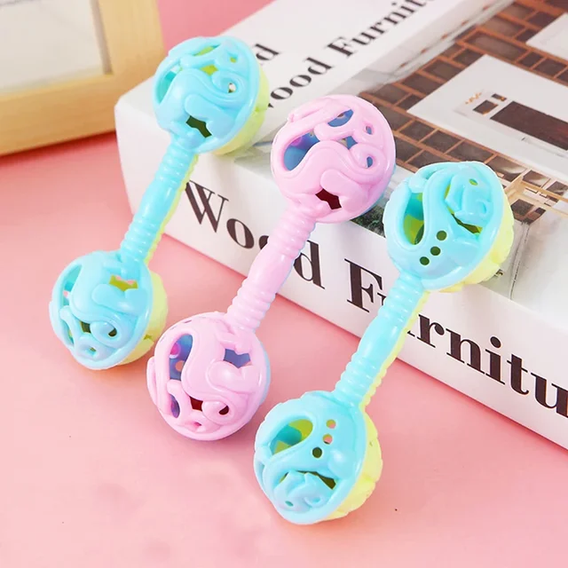 Hochet à main à Double tête, 3 pièces, jouets de fête pour enfants pour apaiser le bébé, petit jouet, jouet pour réception-cadeau pour bébé, cloche à main, cadeau 1