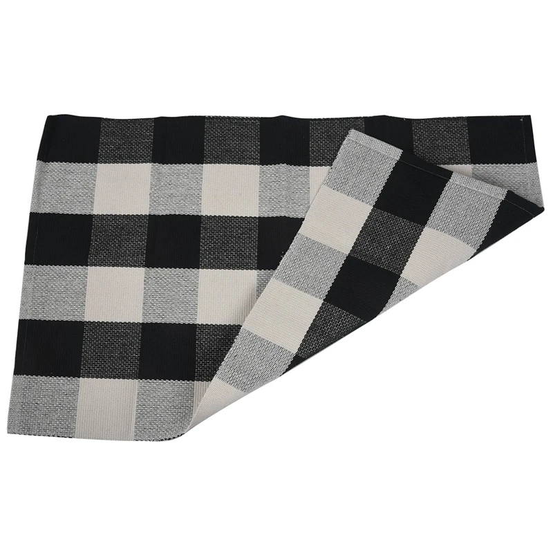 2X Cotton Buffalo Plaid Rugs,Buffalo Check Rug,23.6Inch X35.4Inch,Checkered Outdoor Rug (Black And White Porch Rugs) 4