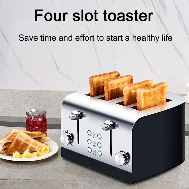 TO-40S 220V Toaster Home Fully Automatic Toaster Toast Grilled Sandwich Multifunctional Stainless Steel 4 Pieces 3