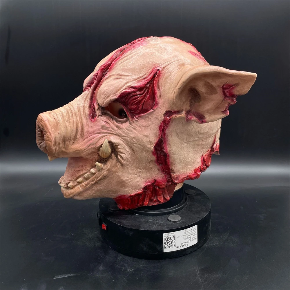 Halloween Pig Head Latex Mask Scary Cosplay Funny Animal Masks Horror Saw Pig Head Cover Carnival Masquerade Costume Accessories