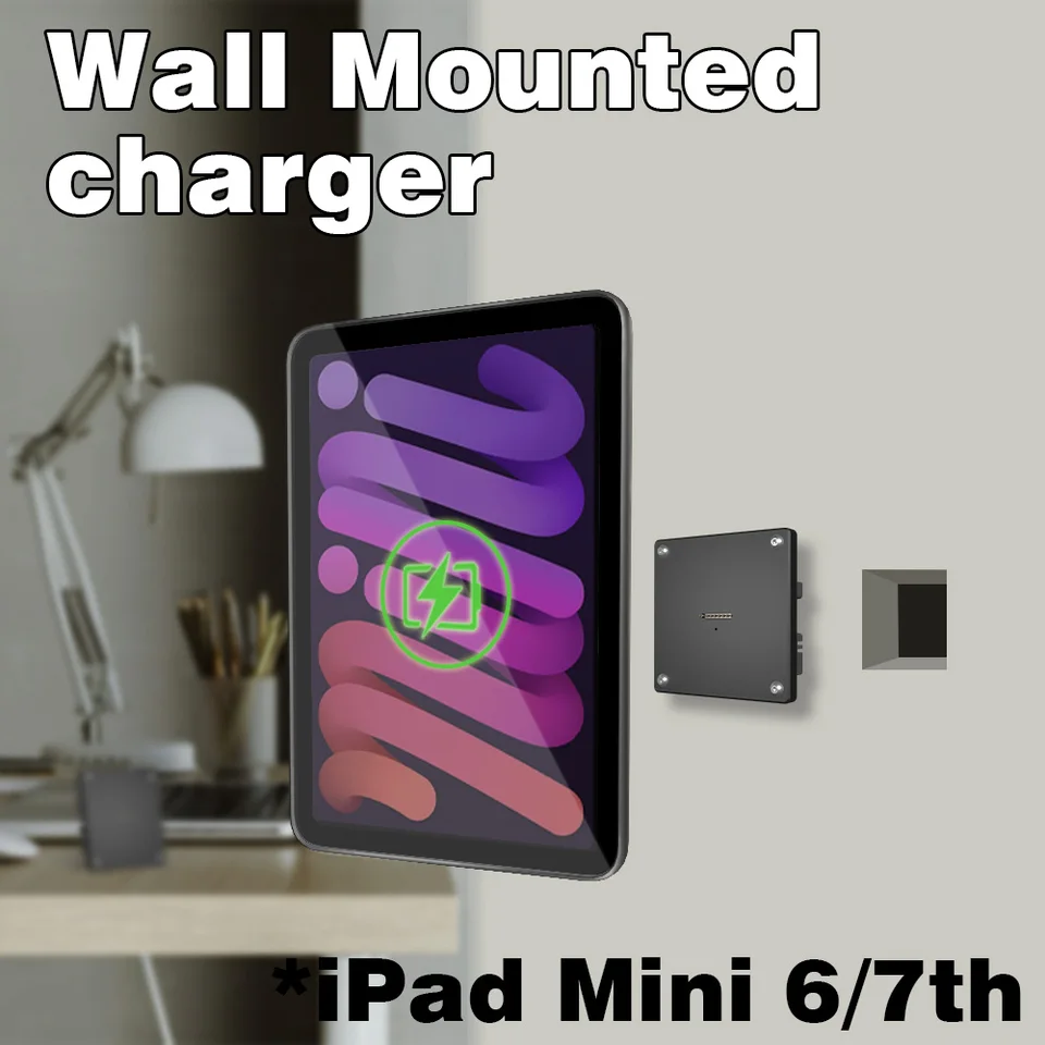 For IPAD MINI6 Mini7 Mini2024 Wall Mount IPad Stand 18W Fast Charging Magnetic Wireless Aluminum Rotatable Design Stand_voghion.com