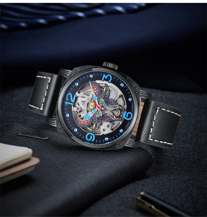 3D Color Bull Head Men's es  Waterproof Luminous Skeleton Automatic Mechanical  s_voghion.com