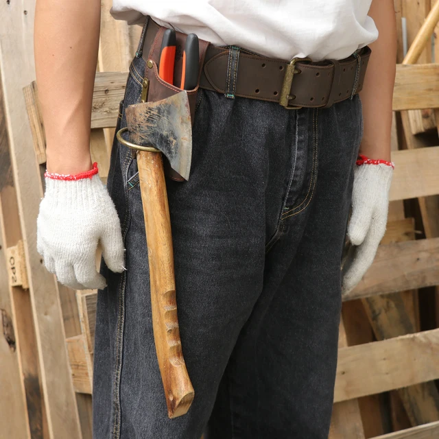 Cintura Porta Attrezzi In Vera Pelle Tourbon – Regolabile, Con Passante Per Martello, Per Professionisti E Fai Da Te