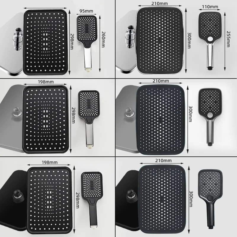 

Large Panel 12/13 Inch Pressurized Shower Big Top Spray Waterfall Rain Shower Set Four Levels Hand Spray Bathroom Accessories