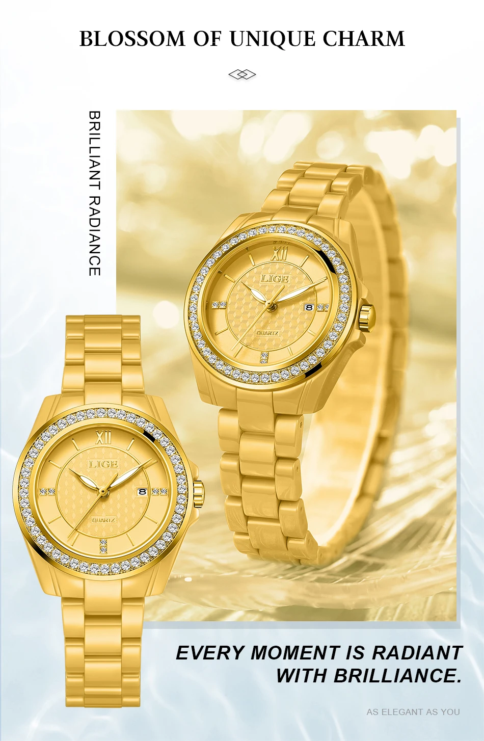 LIGE New Pink Watch Women Watches Top Brand Luxury Ceramic Watch Women Fashion Sport Waterproof Quartz Watch Female Montre Femme