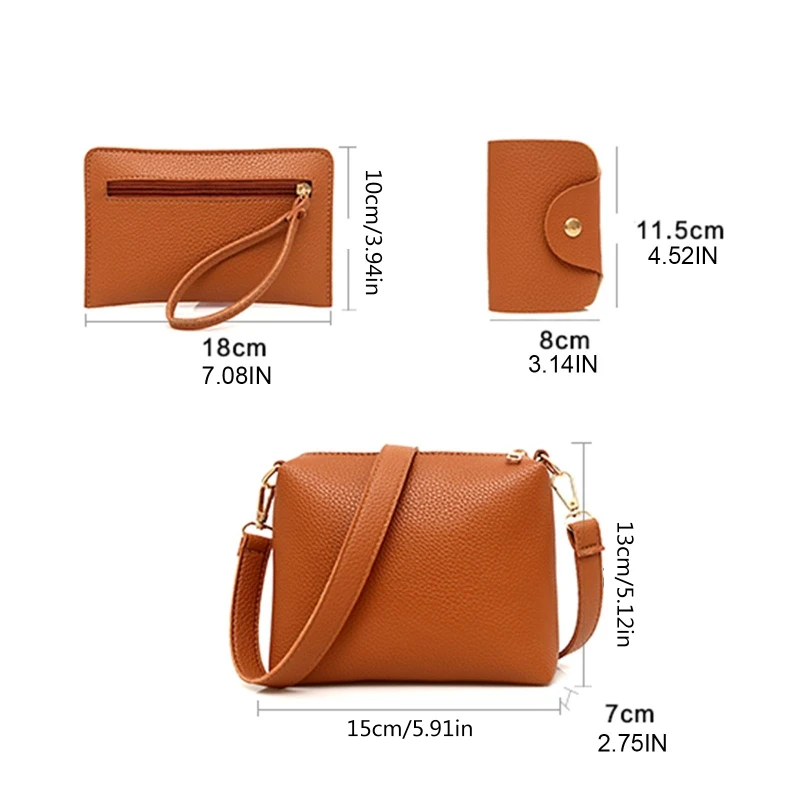Leather Women Handbag 4Pcs/set Shoulder Bag Tote Card Holder Purse Messenger Satchel Top Handle Bags