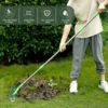 Double Sided Thatch Rake Stainless Steel Adjustable Dethatcher Lawn Rake with 4 Sections Handle Garden Tool for Clear Dead Grass 2