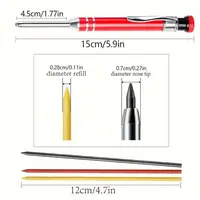 2.8mm Mechanical Pencil Deep Hole Marking Long Head Solid Carpenter Pencil Metal Built-in Sharpener Woodworking Deep-hole Marker 6