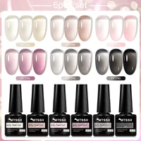 2/6Pcs Jelly Gel Nail Polish Set Black Crystal Translucent Dull Color Semi Permanent Varnish Nail Art Soak Off UV LED Gel Polish 2