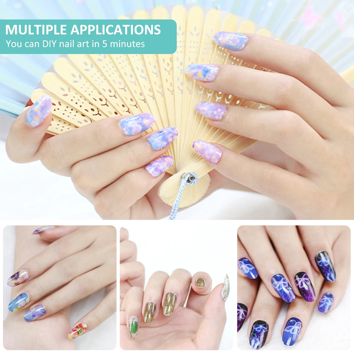 10 Sheets Vibrant Full Wrap Nail Polish Stickers Self-Adhesive Nail Decals for DIY Nail Art Manicure Designer Nail Art Stickers 3