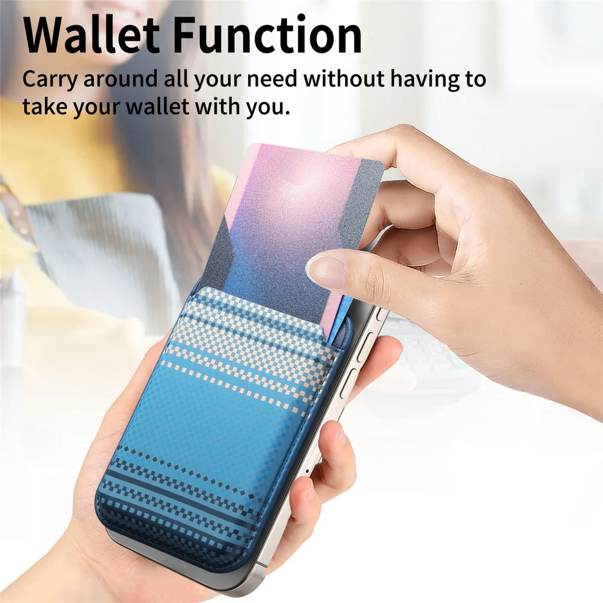 Enhanced Carbon Fiber Leather Magnetic Wallet Card Holder with Photo Pocket Cover