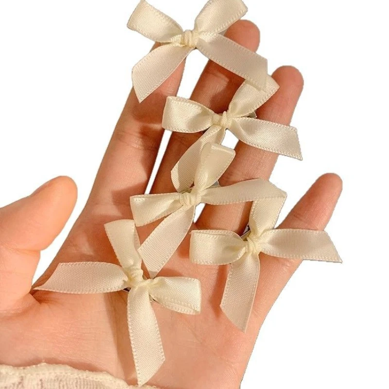 Set of 10 Ballet-Style Mini Bowknot Hair Clips - Sweet Ribbon Bow Hairpins in Pink, White, and Red
