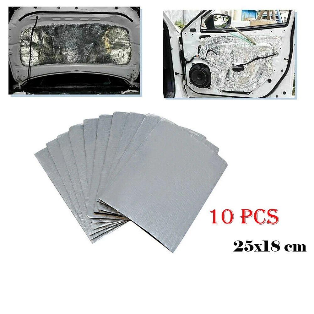 Sound Deadener Heat Insulation Mat 10 Sheets 5mm Car Van Sound Proofing Deadening Insulation Car Hood Silent sound proof mat sound insulation mat heat insulation mat sound deadener mat