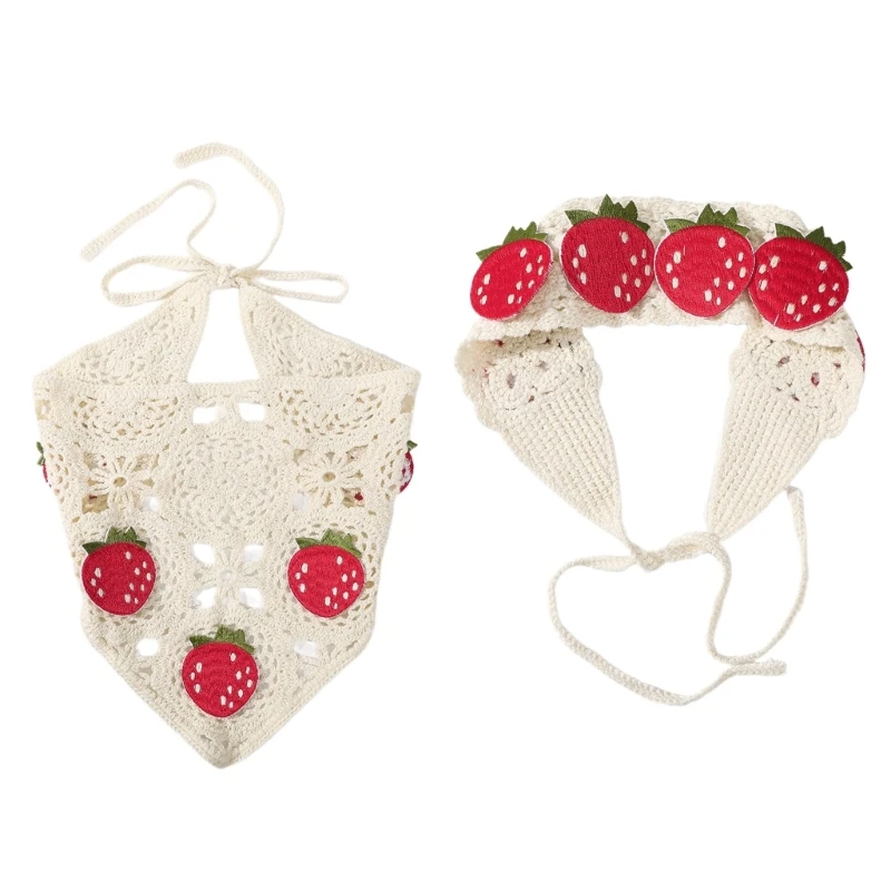 

Stylish Crochet Strawberry Headband Perfect Hair Accessory for Women and Girls NEW