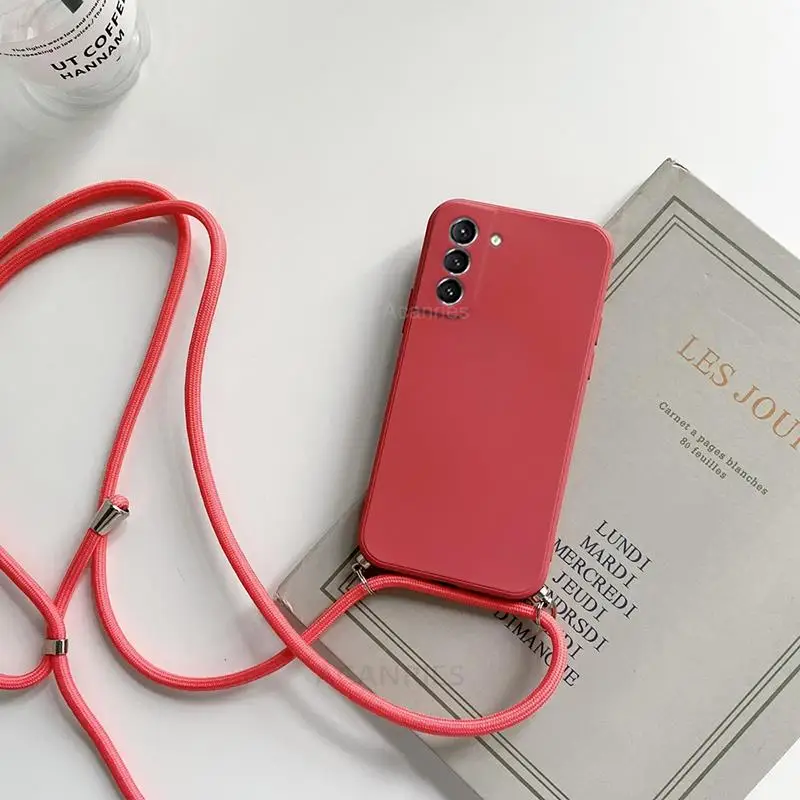 Crossbody Necklace Strap Liquid Silicone Phone Case with Lanyard Cord