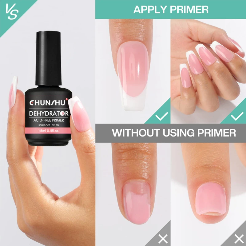 Nail gel Nail primer Nail dehydrator 15ML Nail Prep Dehydrator Primer No Need UV LED Lamp Fast Air Dry Long Lasting Semi Permanent Strong Base Coat Nail Gel
