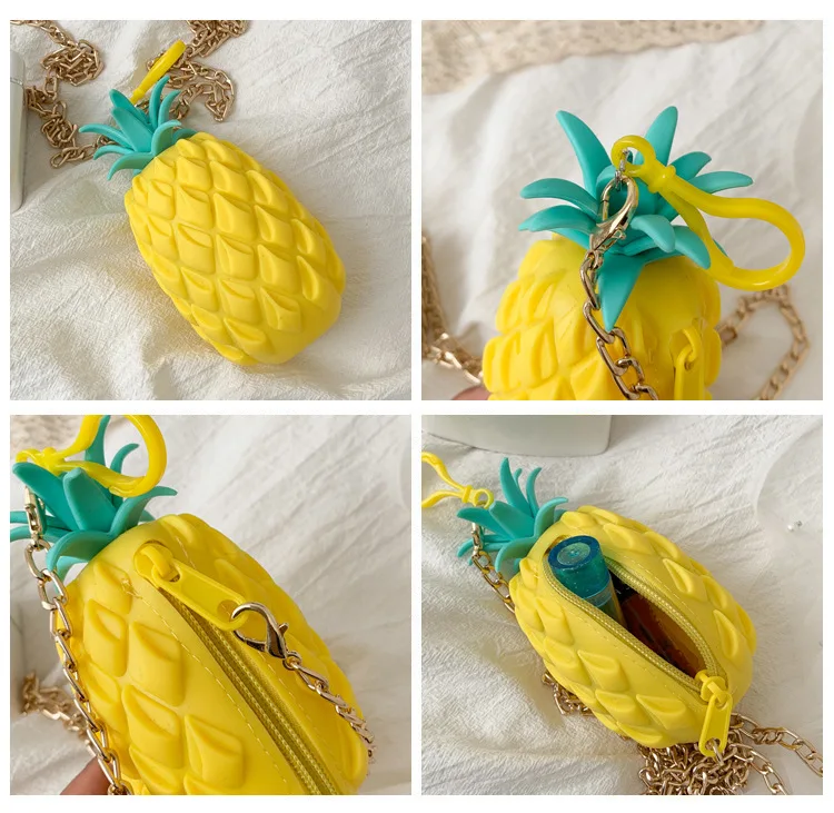 2022 Girls Boys Fruit Mini Bag New Silicone Cartoon Cute Children Grape Slipper Wallet Chain Small Messenger Shoulder Bag