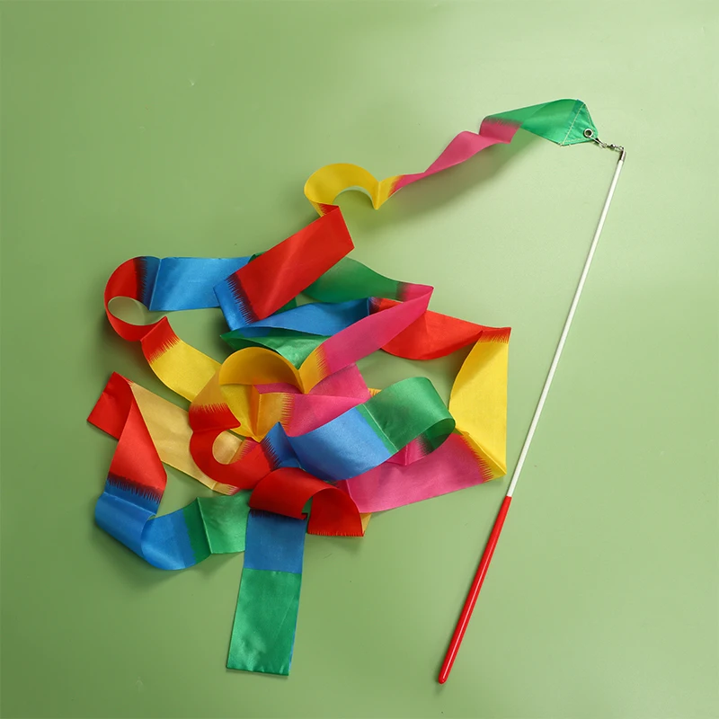 2/4M Professional Colorful Gym Ribbons Dance Ribbon Rhythmic Art Gymnastic Ballet Streamer Twirling Rod Stick For Gym Training