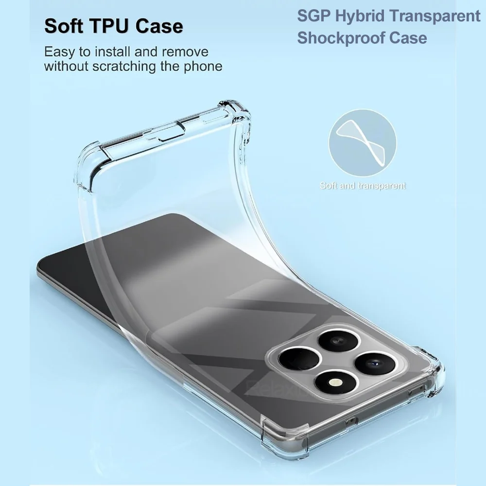 Clear Silicone Shockproof Back Case - Soft TPU Protective Cover
