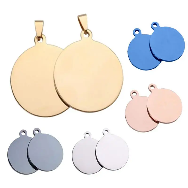 New 20Pcs Stainless Steel Round Disc Charms Mirror Polished Stamping Blanks Charms For DIY Making Pendant Necklaces Keychain